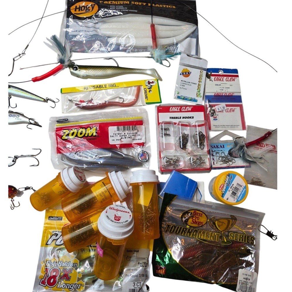 Fishing Tackle Lot Hogy Zoom Bass Pro Shops Eagle Claw Lures Hooks Soft A5